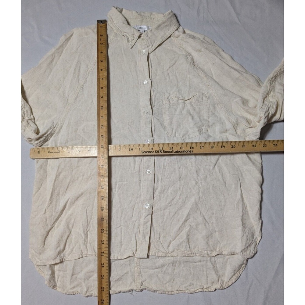 FUN 2 FUN Women Small Beige Rayon Linen Blend Button-Up Shirt - Picture 10 of 16